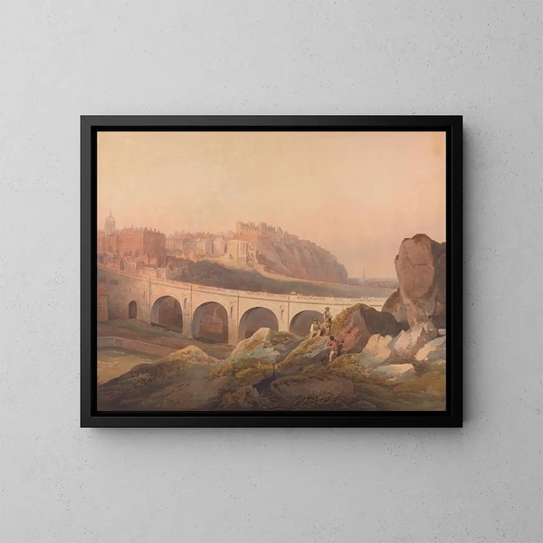 Vue d'Édimbourg depuis Calton Hill - Francis Nicholson — indrammet kunstværk på væggen