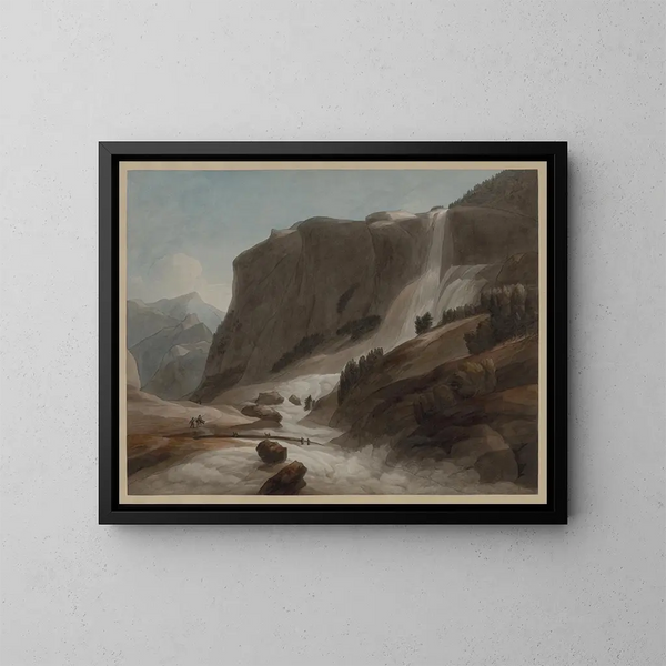 Cascade mellem Chiavenna og Mont Splügen - Francis Towne — indrammet kunstværk på væggen