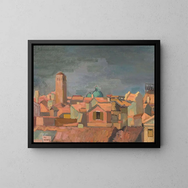 Vue d'une ville italienne - Franciszek Bartoszek — indrammet kunstværk på væggen