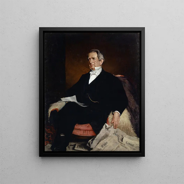 Portrait af den amerikanske udenrigsminister William H. Seward - Frank Buchser — indrammet kunstværk på væggen