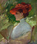 Portrait af Damen med den røde hat af Maggie Wilson - Frank Duveneck — visning af kunstværket