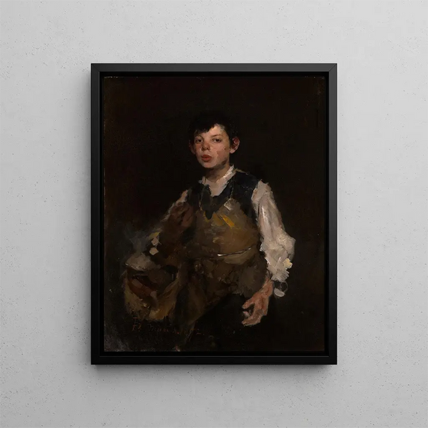 Le drengen, der piber - Frank Duveneck — indrammet kunstværk på væggen