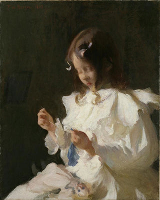 Frank Weston Benson - Portrait of a Child Sewing.webp