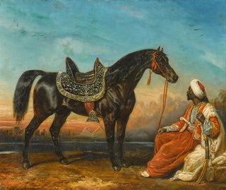 En arabisk hingst og hans hestepasser i Egypten - François-Gabriel-Guillaume Lépaulle — visning af kunstværket