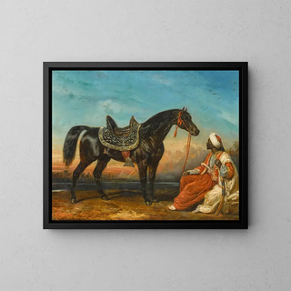 En arabisk hingst og hans hestepasser i Egypten - François-Gabriel-Guillaume Lépaulle — indrammet kunstværk på væggen