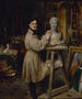 Jean-Pierre Dantan, 1800-1869, i sit værksted, der former busten af Lépaulle - François-Gabriel-Guillaume Lépaulle — visning af kunstværket