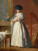 et maleri En dame, der siges at være Madame Danloux, ammer sit barn i en salon - François-Guillaume Ménageot — visning af kunstværket
