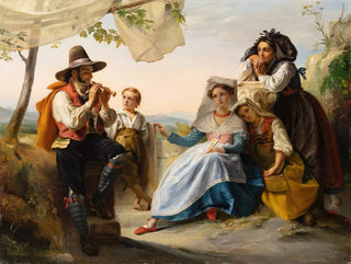 En italiensk scene, fløjtespilleren - François-Joseph Navez — visning af kunstværket