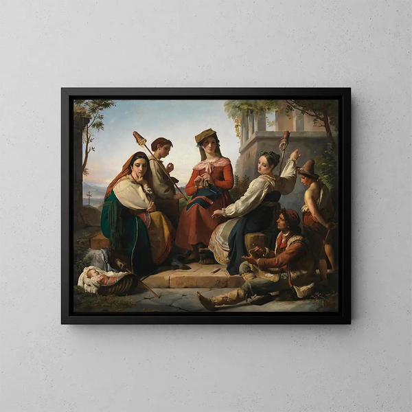 Les fileuses de Fondi - François-Joseph Navez — indrammet kunstværk på væggen