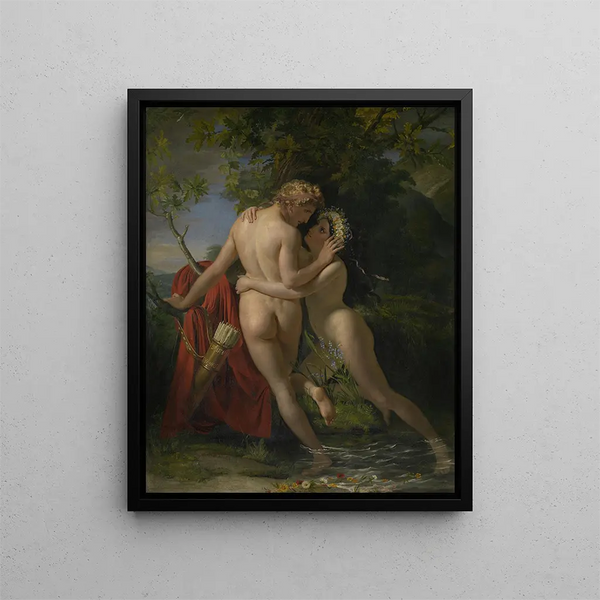 maleriet La nymphe Salmacis og Hermaphroditen - François-Joseph Navez — indrammet kunstværk på væggen