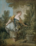 En ung pige i en park - François Boucher — visning af kunstværket