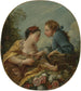 En ung kvinde og en ung mand, der placerer unge fugle i et bur. Fuglenistholdere - François Boucher — visning af kunstværket