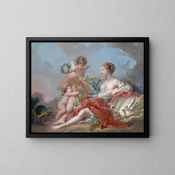 Allegori af musikken - François Boucher — indrammet kunstværk på væggen