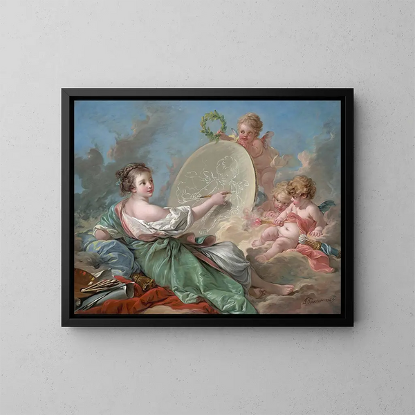 Allegori af maleriet - François Boucher — indrammet kunstværk på væggen
