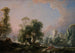 Landskab idyllisk med kvinde, der fisker - François Boucher — visning af kunstværket