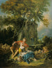 Pastorale med et par ved en fontæne - François Boucher — visning af kunstværket
