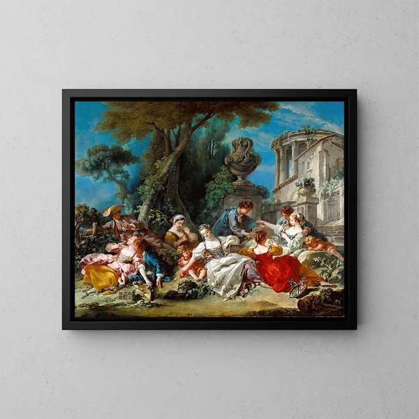 Les Attrapeurs d'oiseaux - François Boucher — indrammet kunstværk på væggen