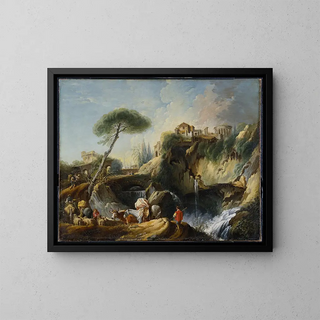 Vue de Tivoli avec le tempel de Vesta - François Boucher — indrammet kunstværk på væggen