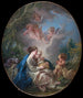 Jomfru med barnet med den unge Johannes Døberen og engle - François Boucher — visning af kunstværket