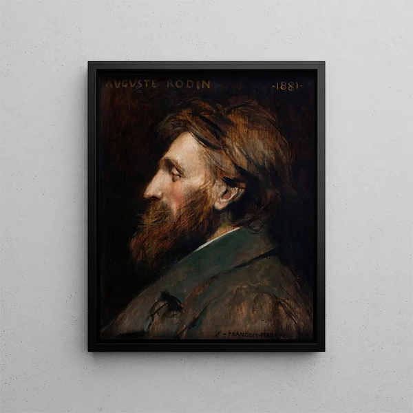 Portrait af Auguste Rodin - François Flameng — indrammet kunstværk på væggen
