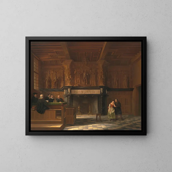 La salle d'audience du Burg t Vrije à Bruges - François Joseph Corneille Haselaer — indrammet kunstværk på væggen