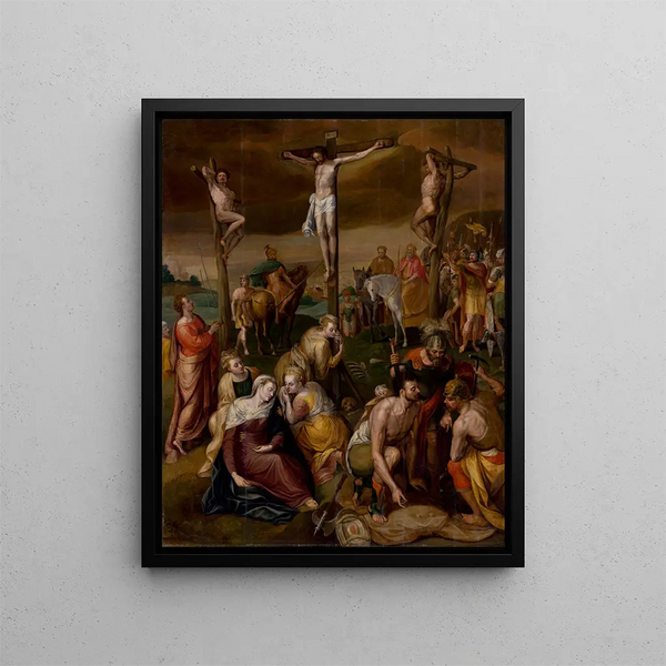 Crucifixion - Frans Floris — indrammet kunstværk på væggen