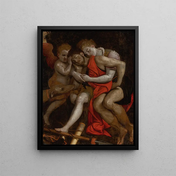 Vénus græd over Adonis' død - Frans Floris — indrammet kunstværk på væggen