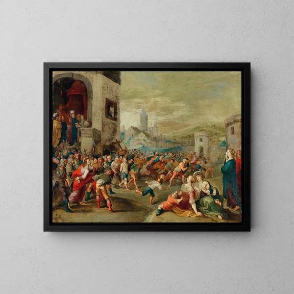 Pilate, der vasker hænder i uskyldighed - Frans Francken den Yngre — indrammet kunstværk på væggen