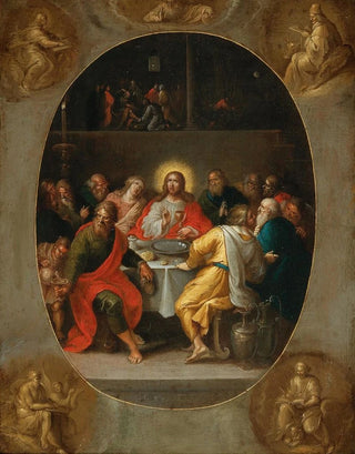 Frans Francken the Younger - The Last Supper in a painted oval Godfather and the Four Evangelists.webp