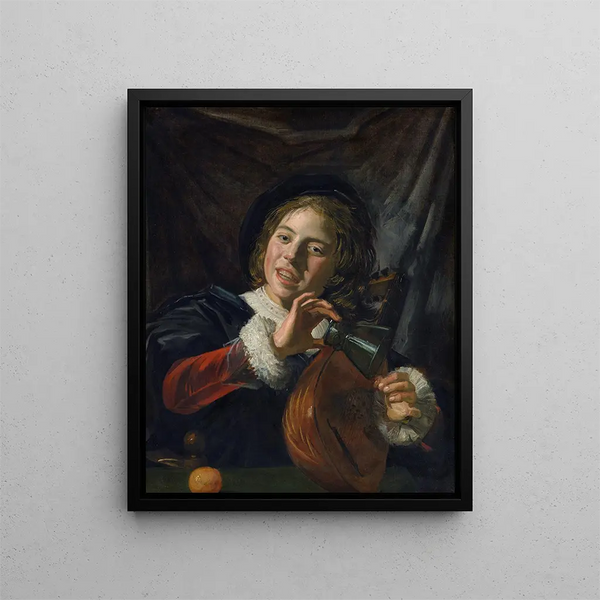 Dreng med en lut - Frans Hals — indrammet kunstværk på væggen
