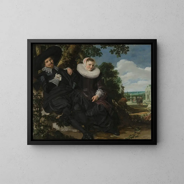 Portrait af et par, sandsynligvis Isaac Abrahamsz Massa og Beatrix van der Laen - Frans Hals — indrammet kunstværk på væggen