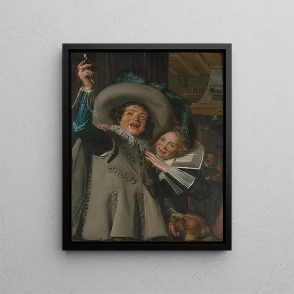 Unge mand og kvinde i en kro - Frans Hals — indrammet kunstværk på væggen