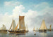Estuarium med skibe i stille vejr - Frans Jacobus van den Blijk — visning af kunstværket