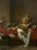 Frugtkurv med vildt og blomsterkrukke på et bord - Frans Snyders — visning af kunstværket