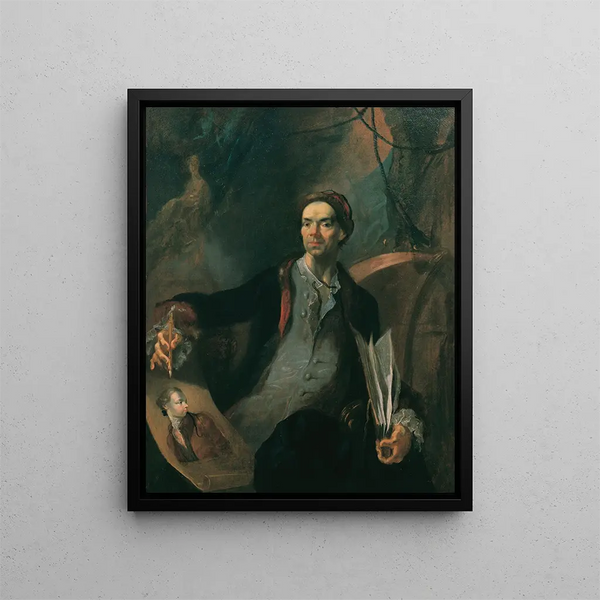 Portrait af kunstneren kaldet selvportræt - Franz Anton Maulbertsch — indrammet kunstværk på væggen