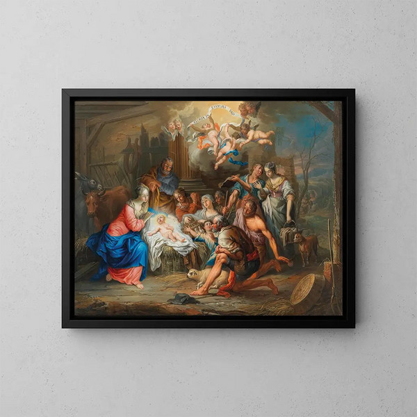 L'Adoration des bergers - Franz Christoph Janneck — indrammet kunstværk på væggen