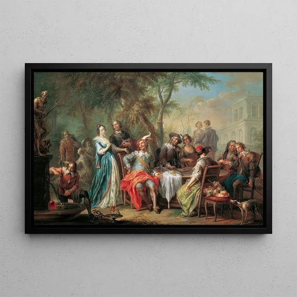 Franz Christoph Janneck - Unterhaltung im Freien mit Wein und Gesang.webp