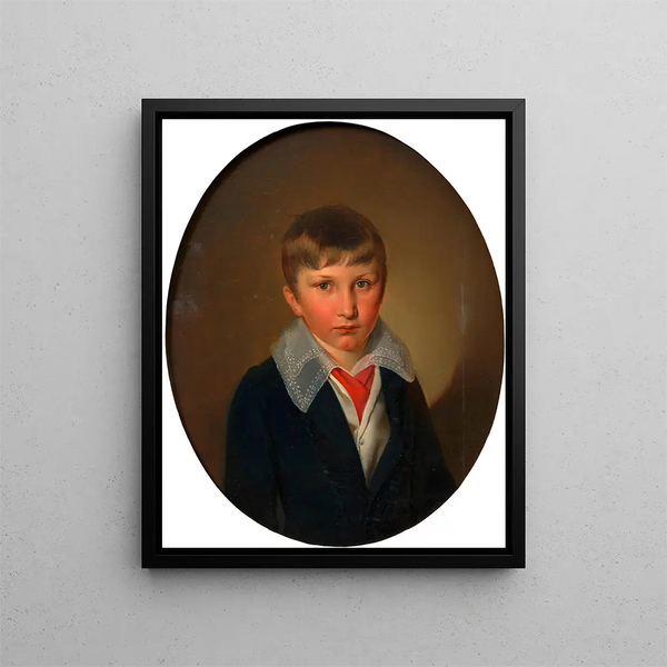 Portræt af en dreng af Josef Latour von Thurmburg 1820-1903 - Franz Eybl — indrammet kunstværk på væggen