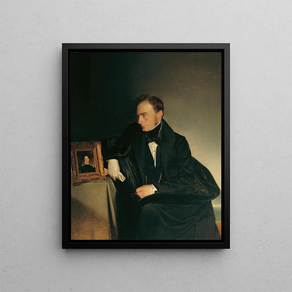 "Le peintre Franz Wipplinger regardant le portrait miniature de sa sœur décédée" af Franz Eybl — indrammet kunstværk på væggen