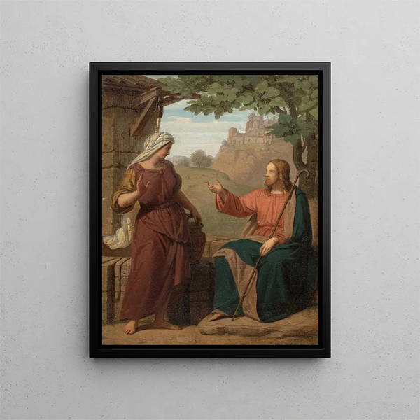 Le Christ et la Samaritaine au puits - Franz Ittenbach — indrammet kunstværk på væggen