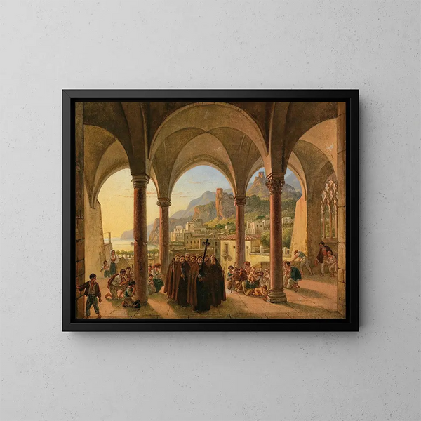 Vue d'Amalfi depuis le porche de la cathédrale - Franz Ludwig Catel — indrammet kunstværk på væggen