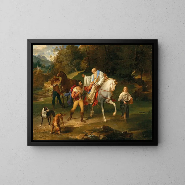 Rodolphe af Habsbourg og præsten - Franz Ludwig Catel — indrammet kunstværk på væggen