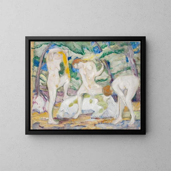Franz Marc | Kvindebillede, der bader — indrammet kunstværk på væggen