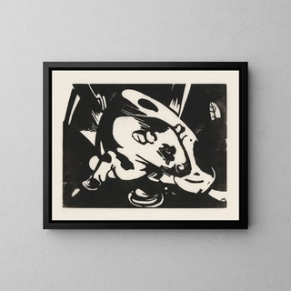 Le Taureau - Franz Marc — indrammet kunstværk på væggen