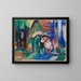 Tre heste ved skovbreden - Franz Marc — indrammet kunstværk på væggen