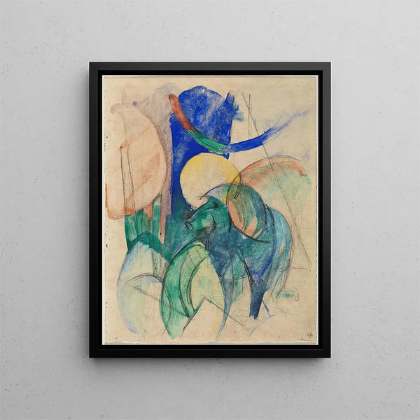 Mandrill - Franz Marc — indrammet kunstværk på væggen