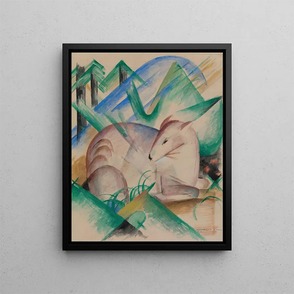 Rødt hjorte - Franz Marc — indrammet kunstværk på væggen