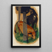 Rødt hest og gult kvæg, sort og brun hest og gult kvæg - Franz Marc — indrammet kunstværk på væggen