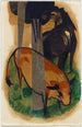 Rødt hest og gult kvæg, sort og brun hest og gult kvæg - Franz Marc — visning af kunstværket