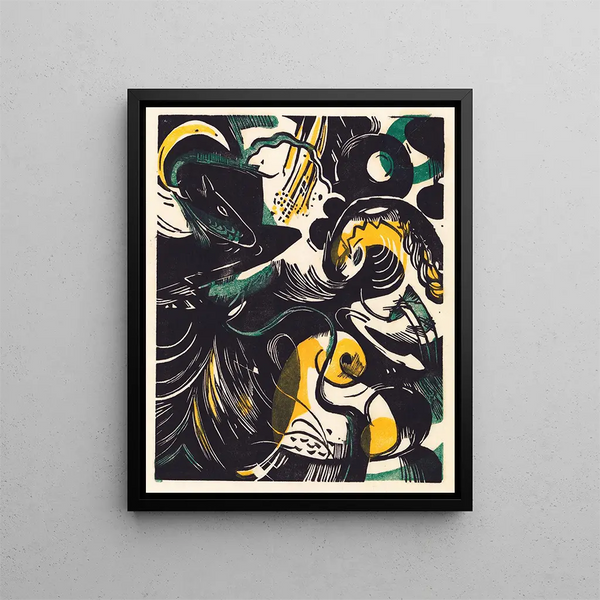 Histoire de la création II - Franz Marc — indrammet kunstværk på væggen